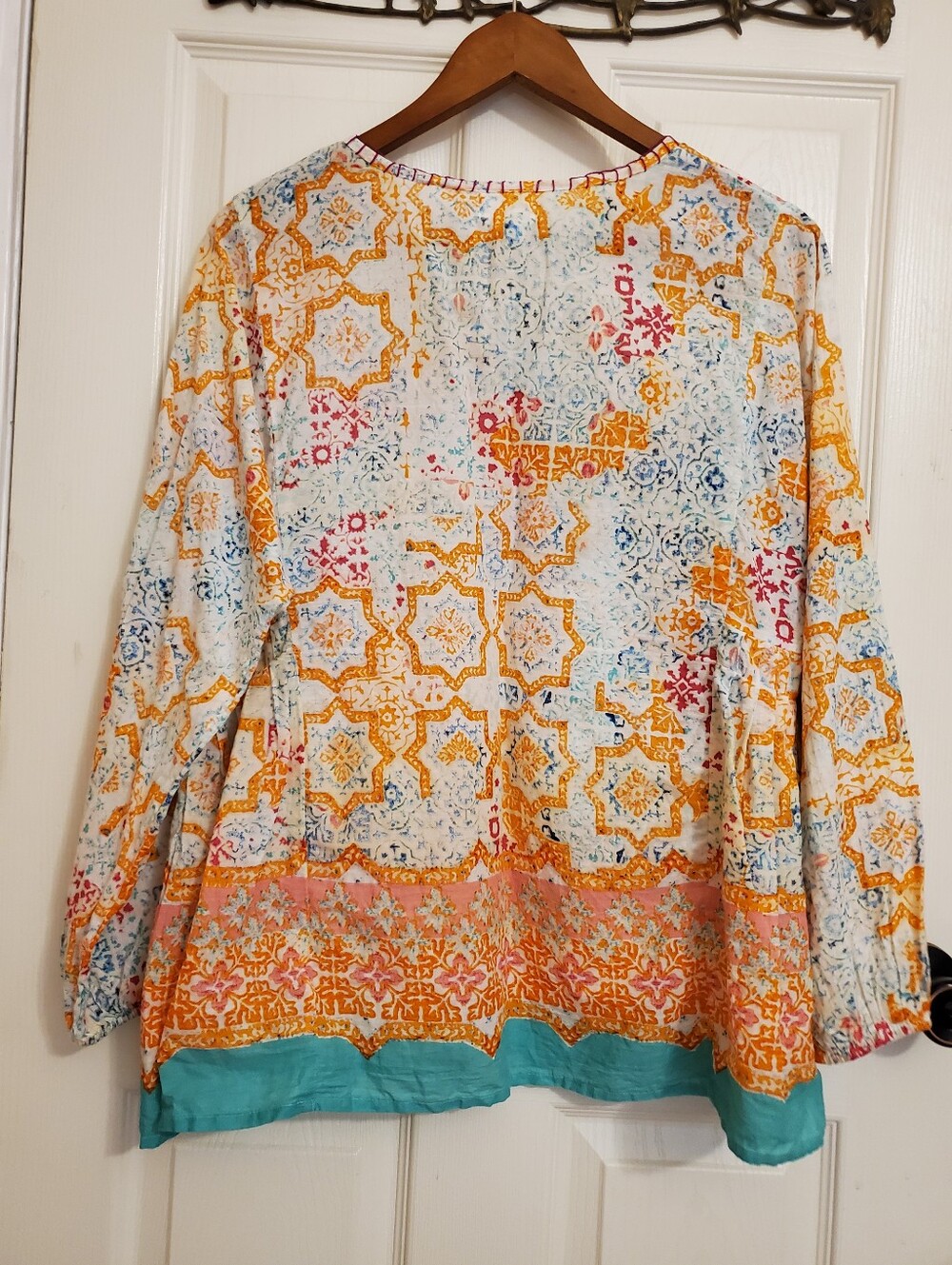 Sigrid Olsen Multi-Color Printed Tunic Top — Yellow & Teal Accents - Picture 3 of 7